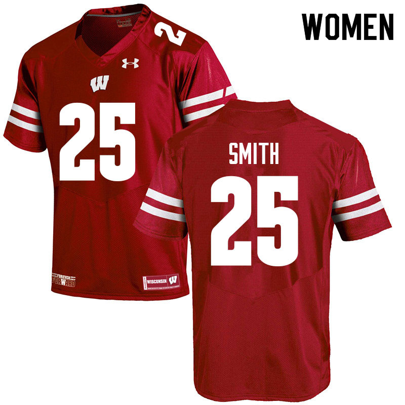 Wisconsin Badgers Women's #25 Isaac Smith NCAA Under Armour Authentic Red College Stitched Football Jersey BT40D75XN